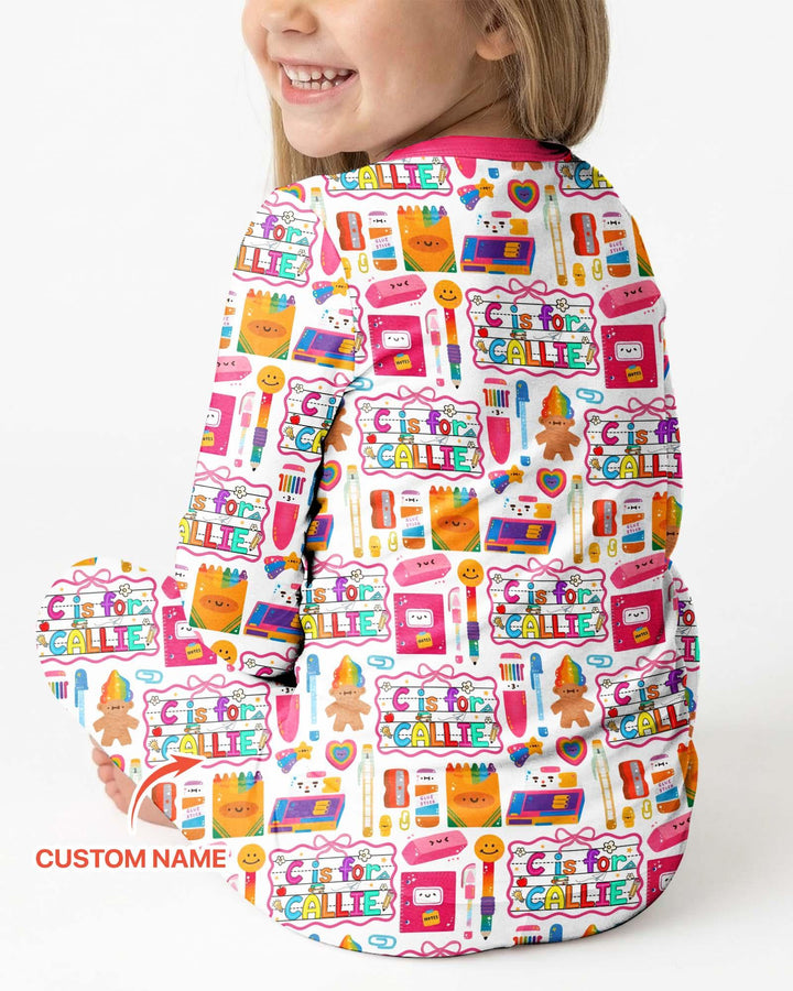 Custom Name Classroom Cuties Bamboo Two Piece Long Sleeve Pajama Set