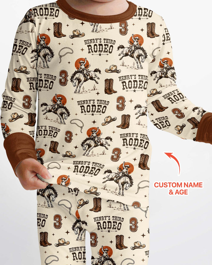 Custom Name Birthday Rodeo Bamboo Two Piece Long Sleeve Pajama Set
