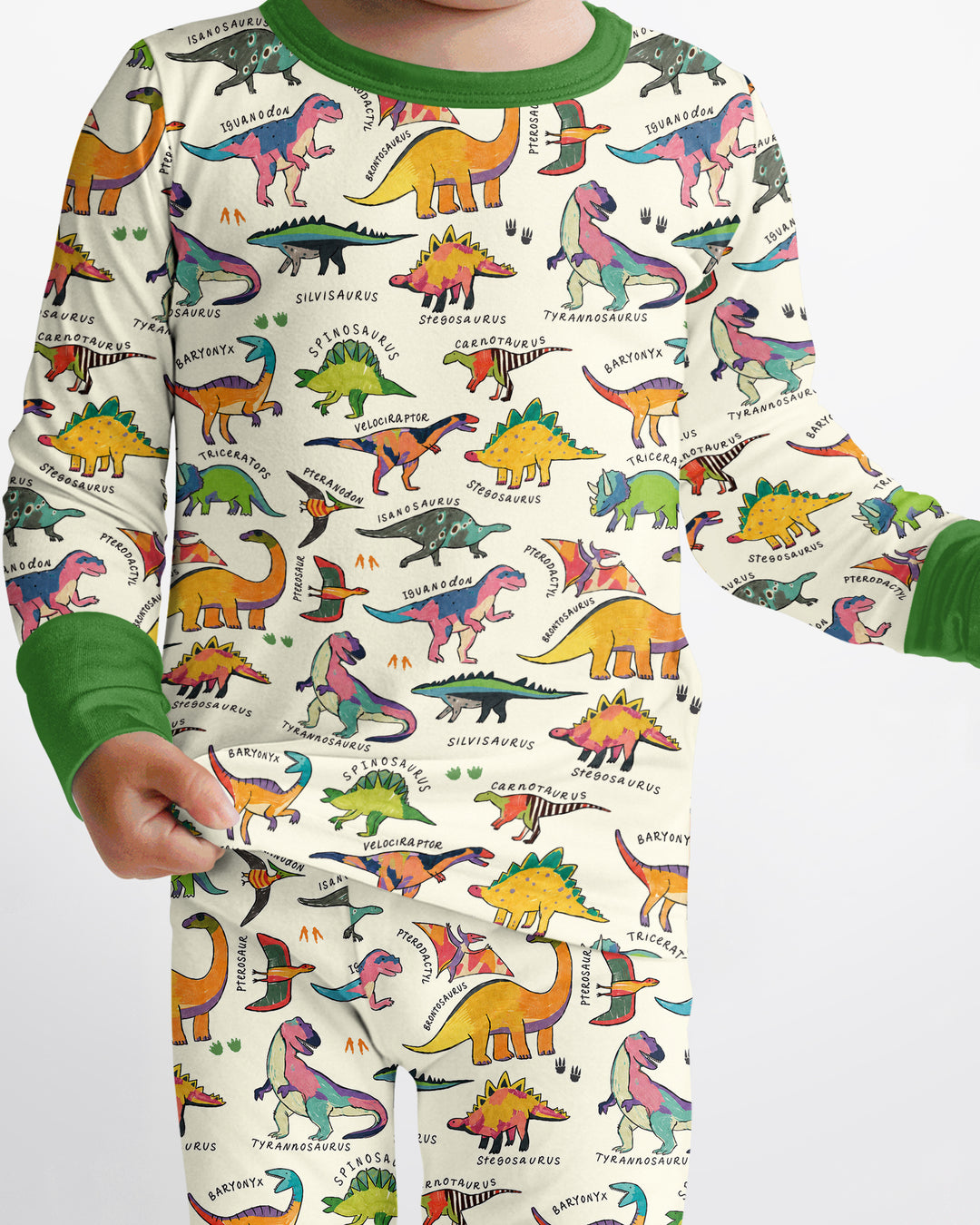Little Dino World Bamboo Two Piece Long Sleeve Pajama Set