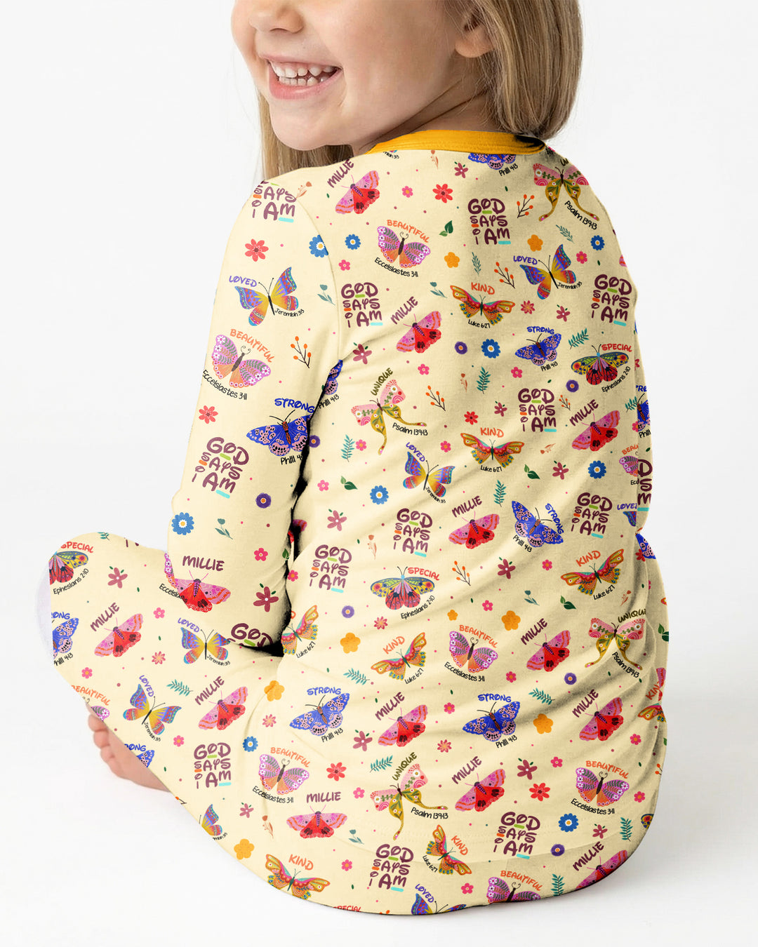 Custom Name God says I am Butterfly Bamboo Two Piece Long Sleeve Pyjamas Set