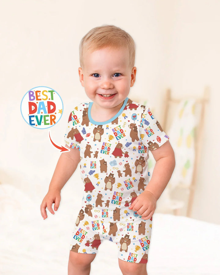 Best Daddy Bear Ever Family Matching Bamboo Two Piece Short Sleeve Shorts Pajama Set