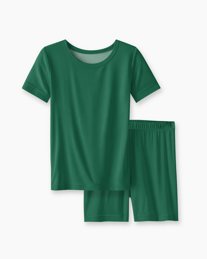 Solid Color Bamboo Two Piece Short Sleeve Short Pajama Set