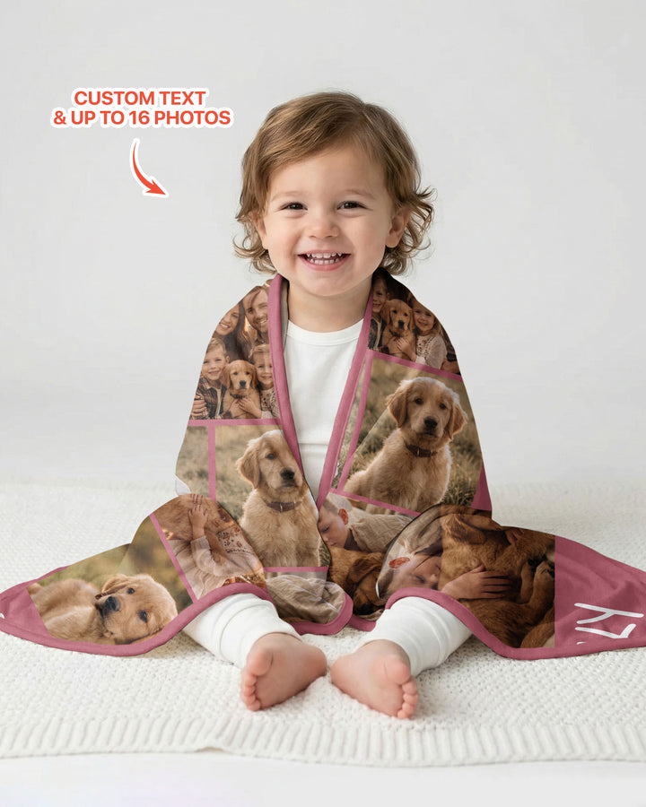 Custom Pet Photo Collage Bamboo Blanket