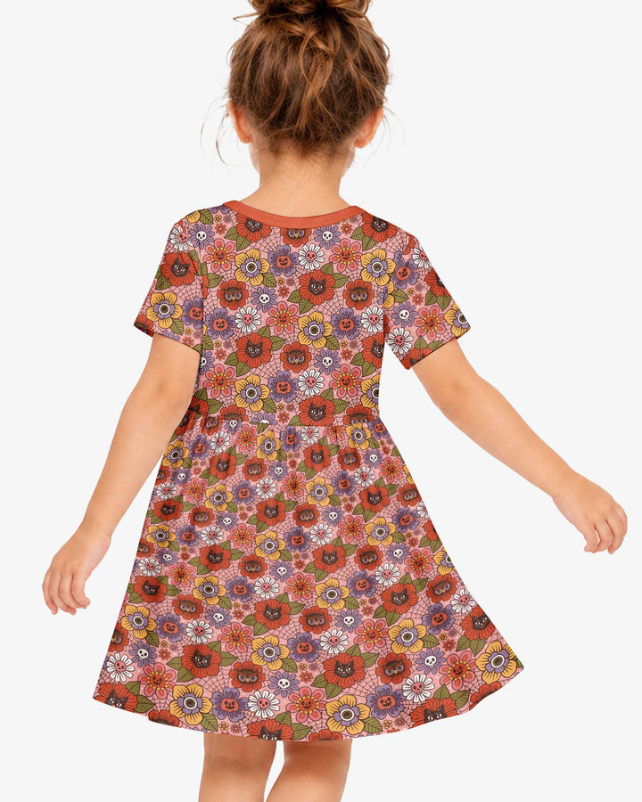 70s Halloween Floral Bamboo Twirl Dress