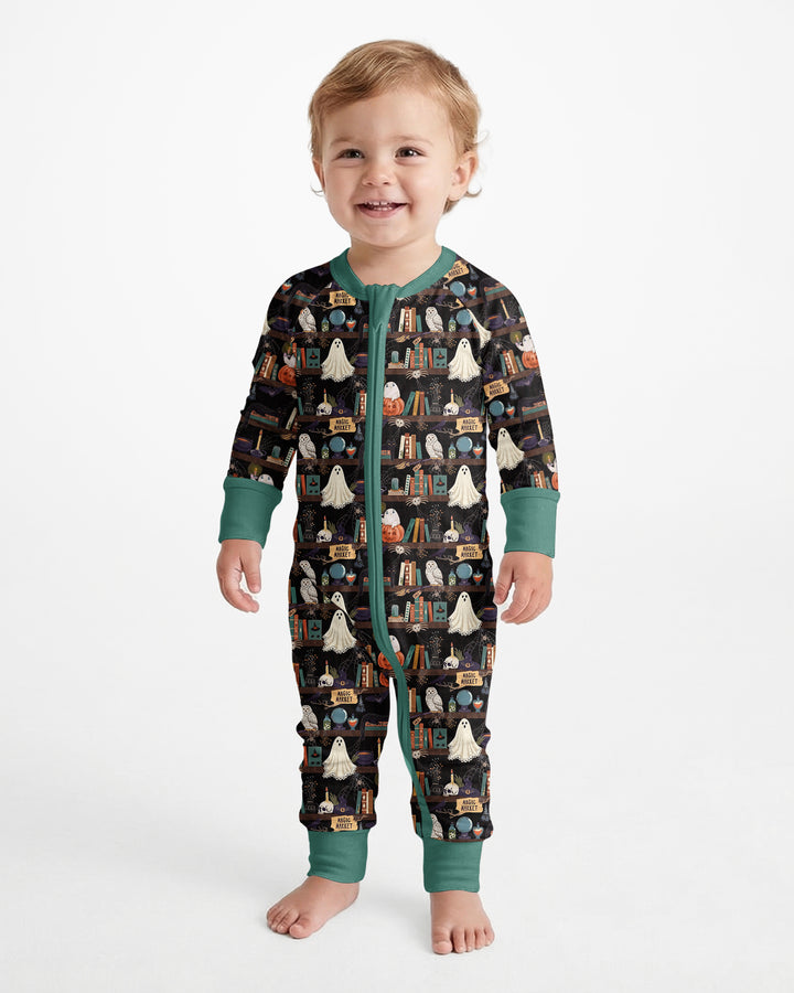 Cute Ghost Witchy Halloween Magic Library Bamboo Convertible Zippy