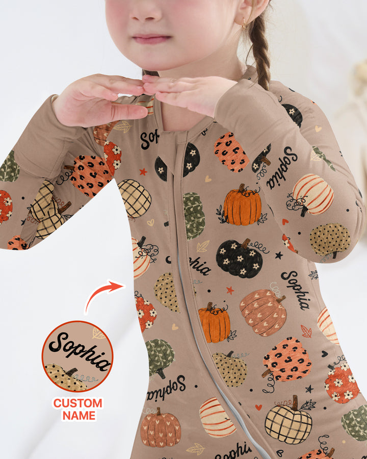 Custom Name Boho Pumpkin Bamboo Convertible Zippy