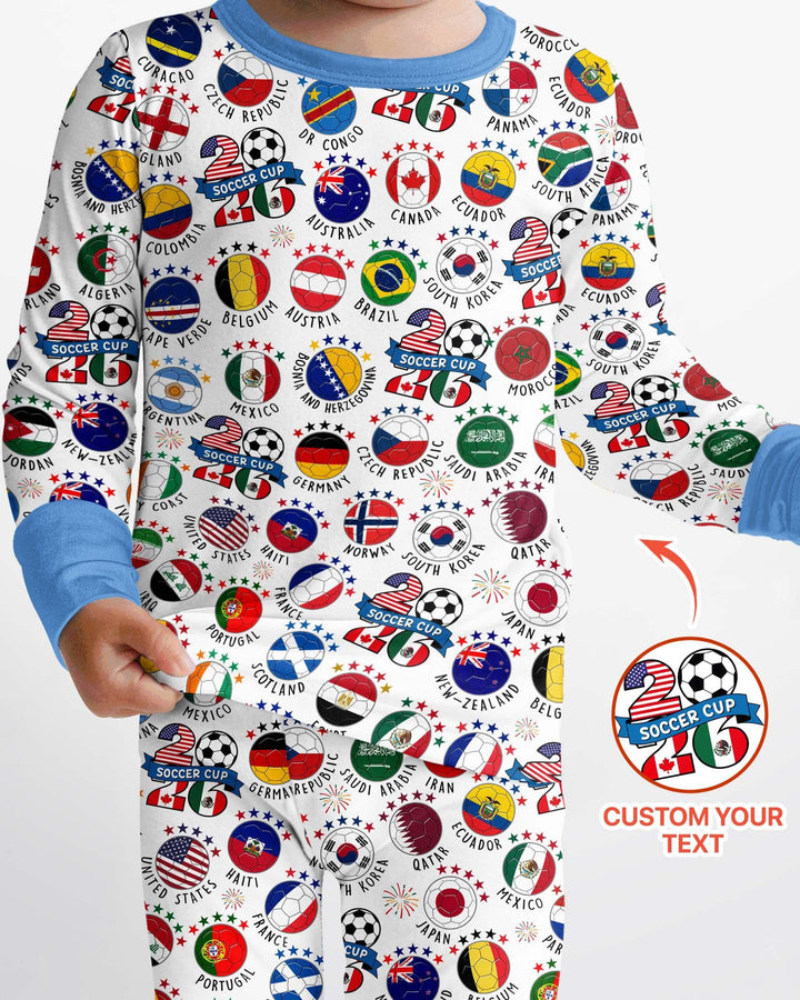 The World Plays Here 2026 Soccer Tour Bamboo Two Piece Long Sleeve Pajama Set