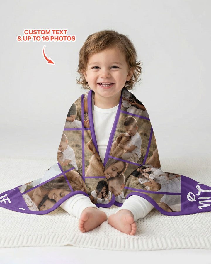 Custom Photo Collage Family Bamboo Blanket