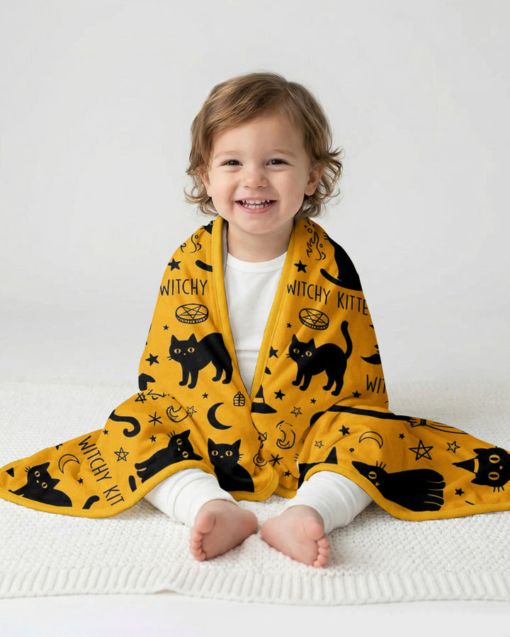 Witchy Kitten Spells Bamboo Blanket
