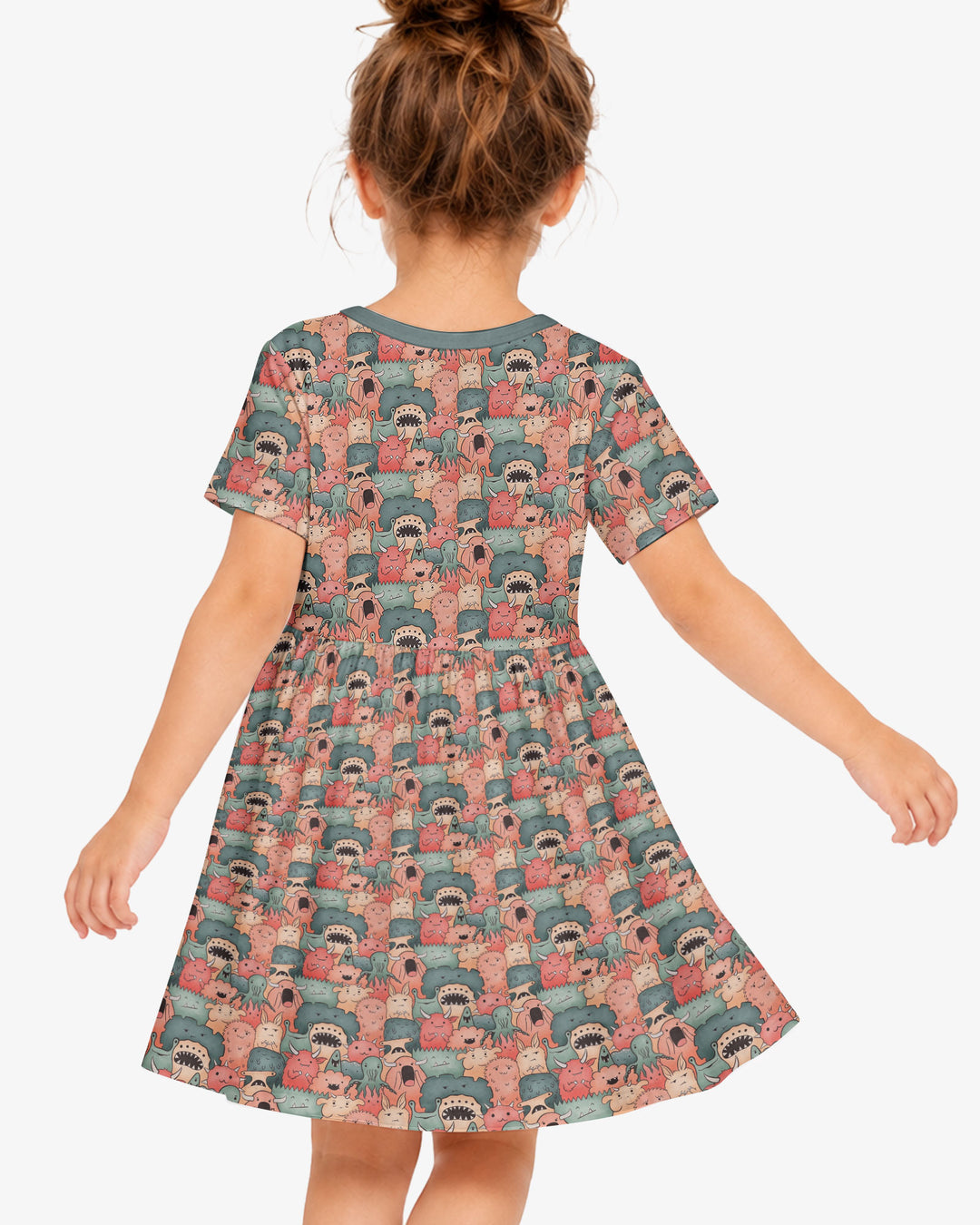 Cute Monster Crowd Bamboo Twirl Dress