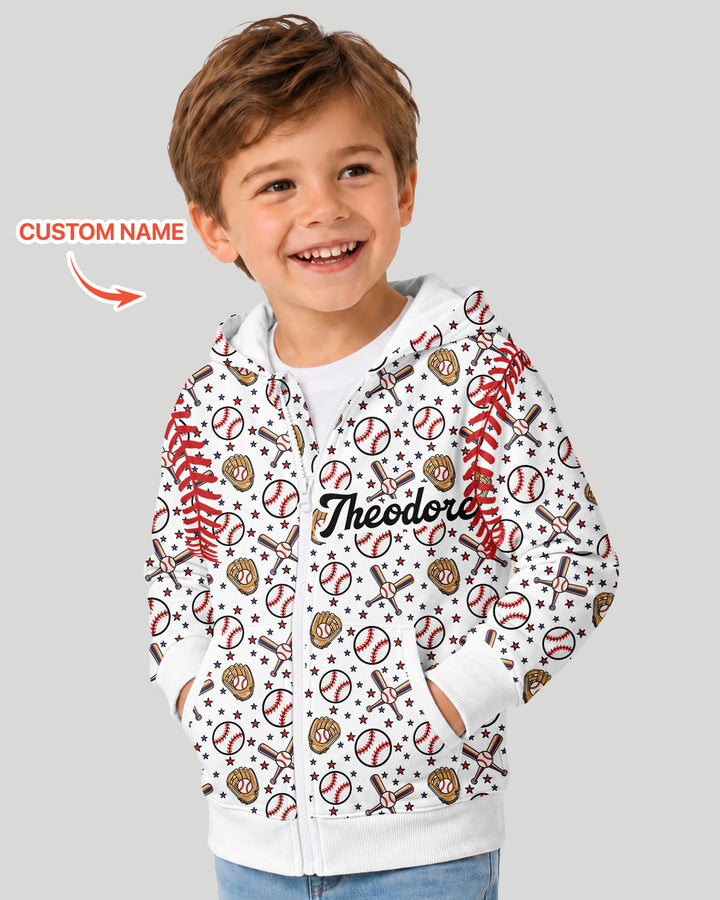All-Star Baseball Custom Name Bamboo Zip Hoodie