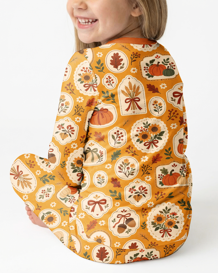 Warm Harvest Fall Bamboo Two Piece Long Sleeve Pajama Set