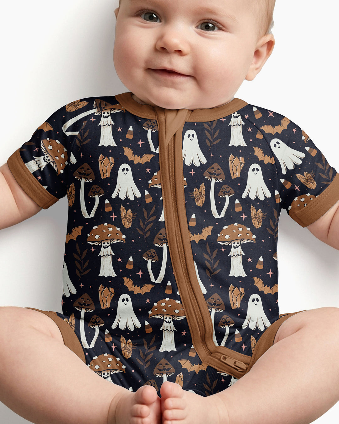 Retro Halloween Whimsy Bamboo Shorty Zippy