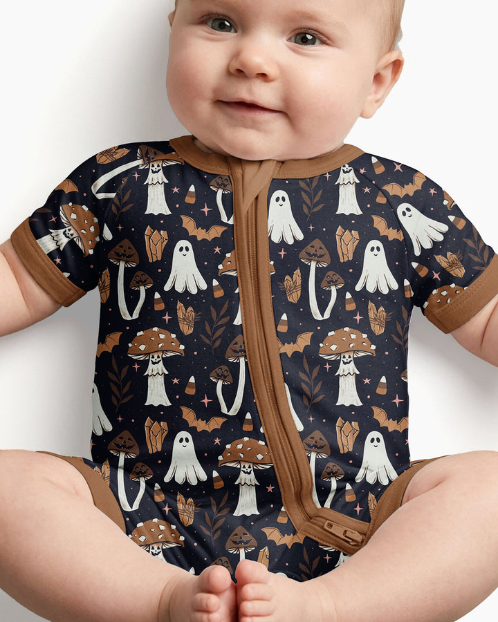 Retro Halloween Whimsy Bamboo Shorty Zippy