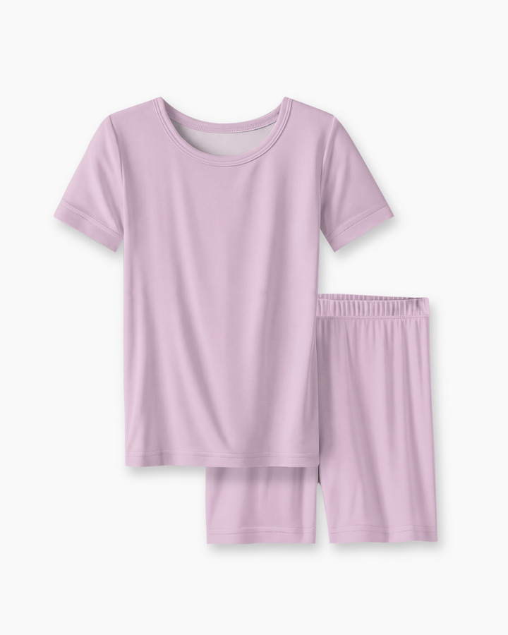 Solid Color Bamboo Two Piece Short Sleeve Short Pajama Set