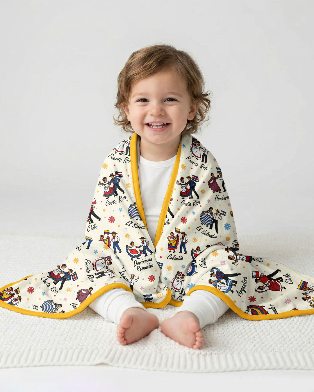 Hispanic Traditional Folkloric Dress Bamboo Blanket