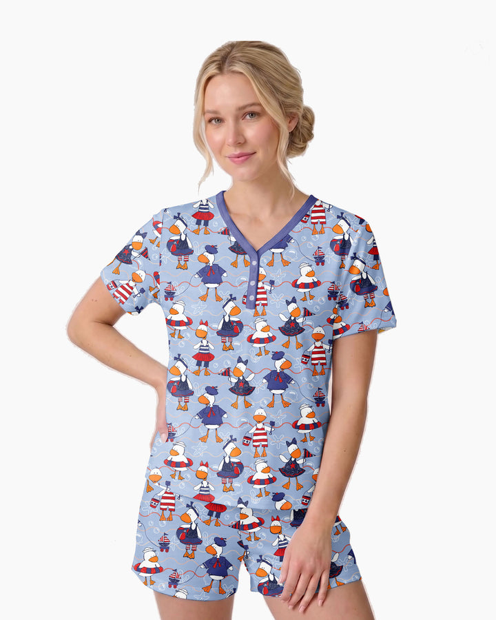 Freedom Floaties Family Matching Bamboo Women Short Sleeve Short Pajama Set