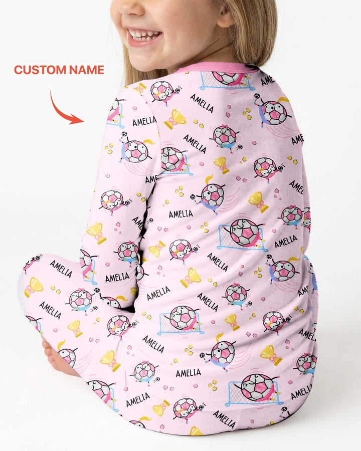 Custom Name Soccer Dad Team Matching Two Piece Long Sleeve Pajama Set