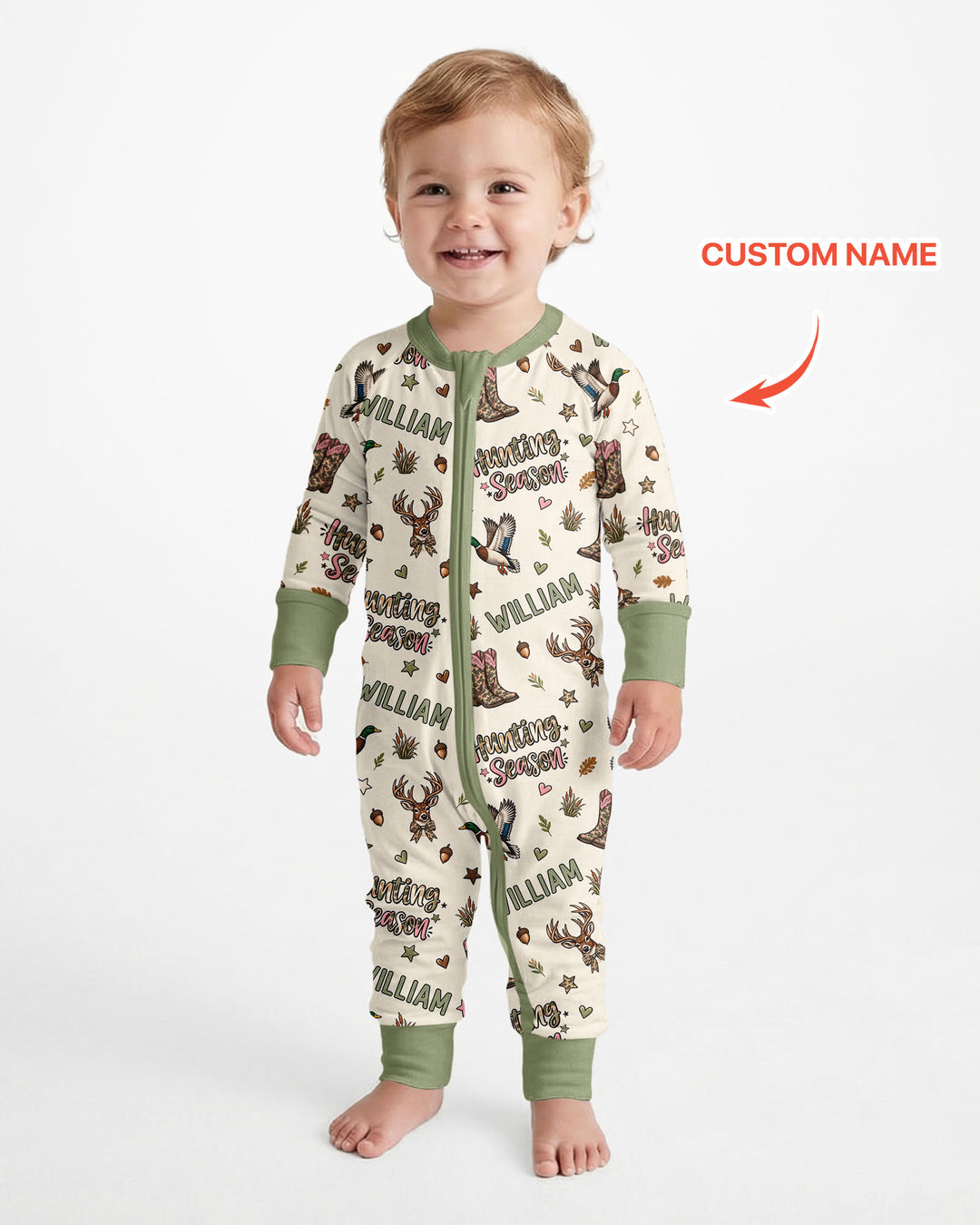 Custom Name Preppy Camo Bow Bamboo Convertible Zippy
