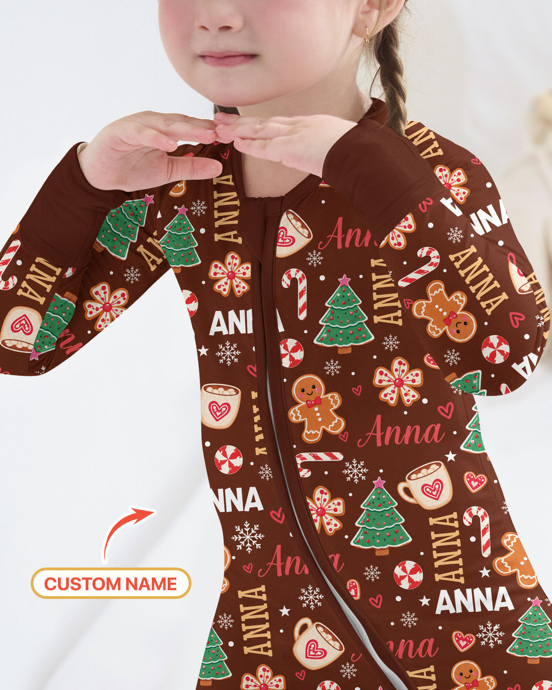 Custom Name Christmas Crew Family Matching Bamboo Convertible Zippy