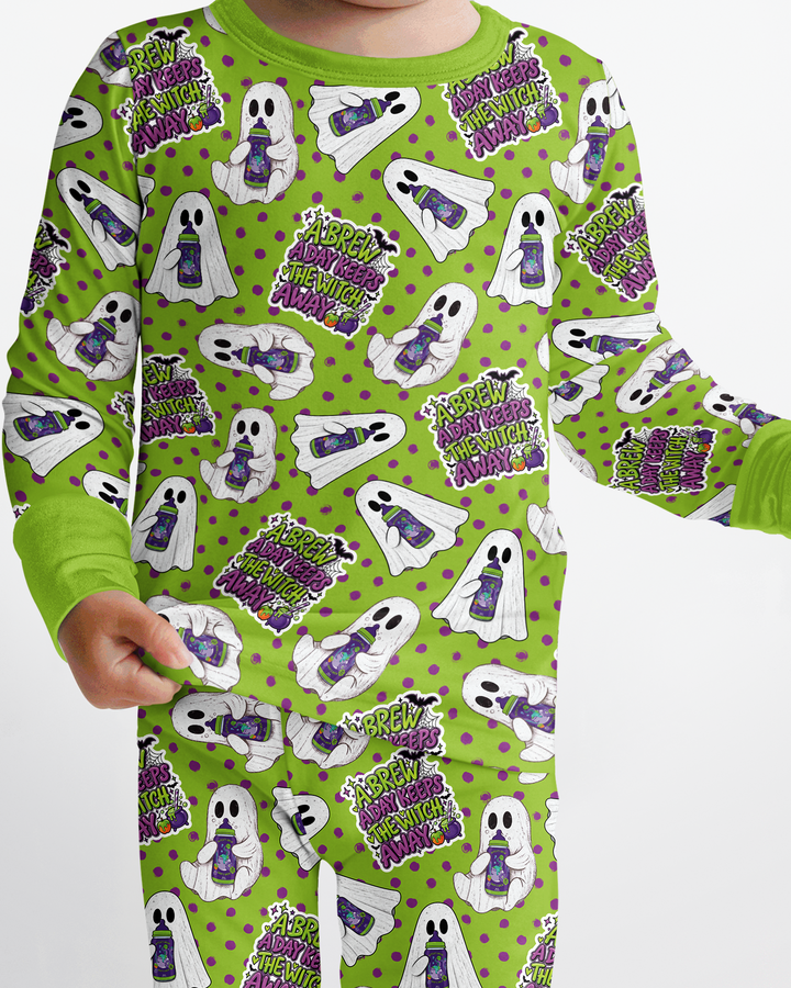 Boo Brew Ghosts Bamboo Two Piece Long Sleeve Pajama Set