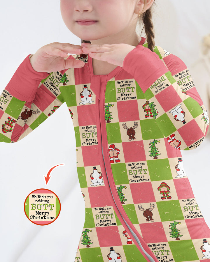 Nothing Butt Merry Christmas Checkerboard Bamboo Convertible Zippy