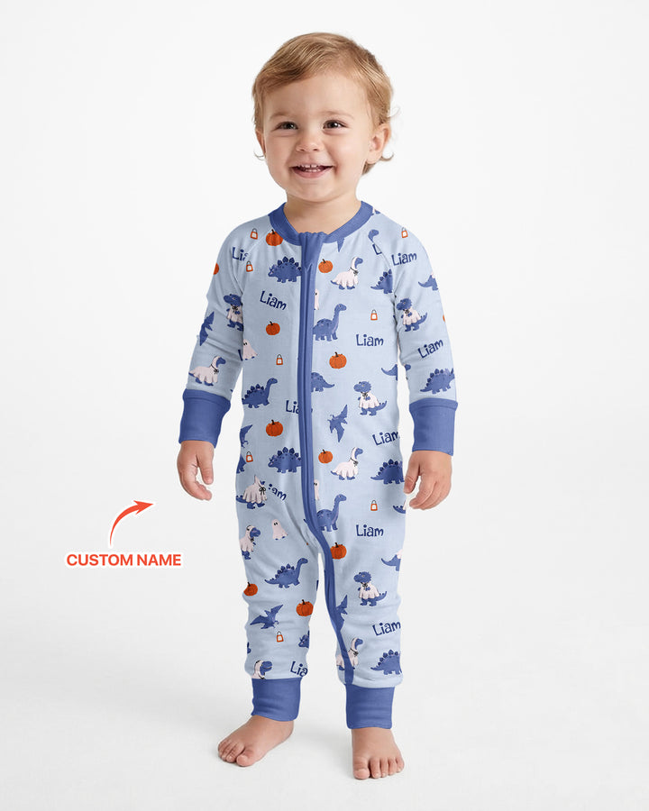 Custom Name Spooky Dinosaur Halloween - Personalized Bamboo Convertible Zippy