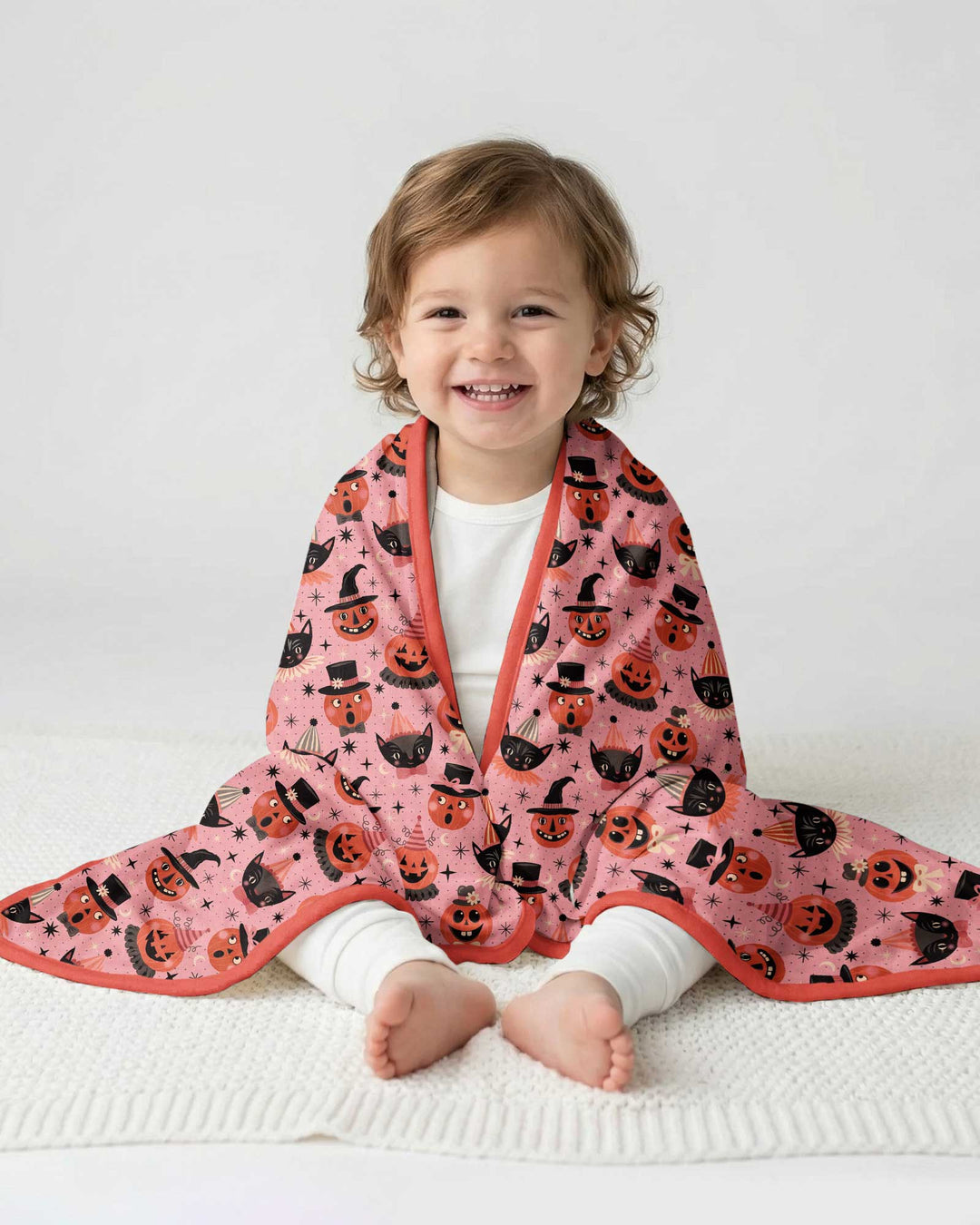 Retro Halloween Cats and Funny Pumpkins Bamboo Blanket