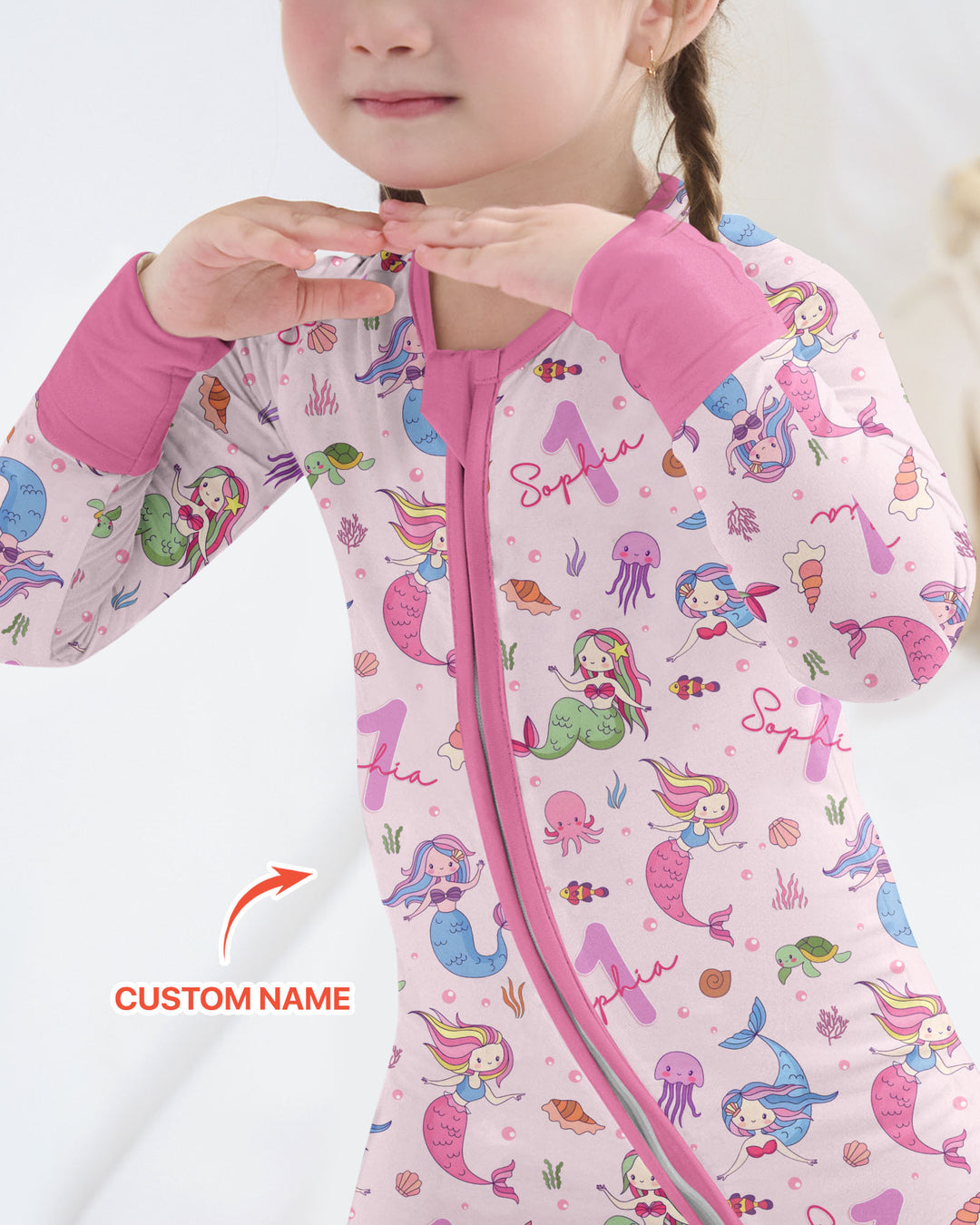Custom Name Birthday Mermaid Bamboo Convertible Zippy