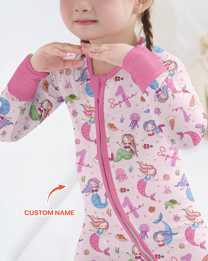 Custom Name Birthday Mermaid Bamboo Convertible Zippy