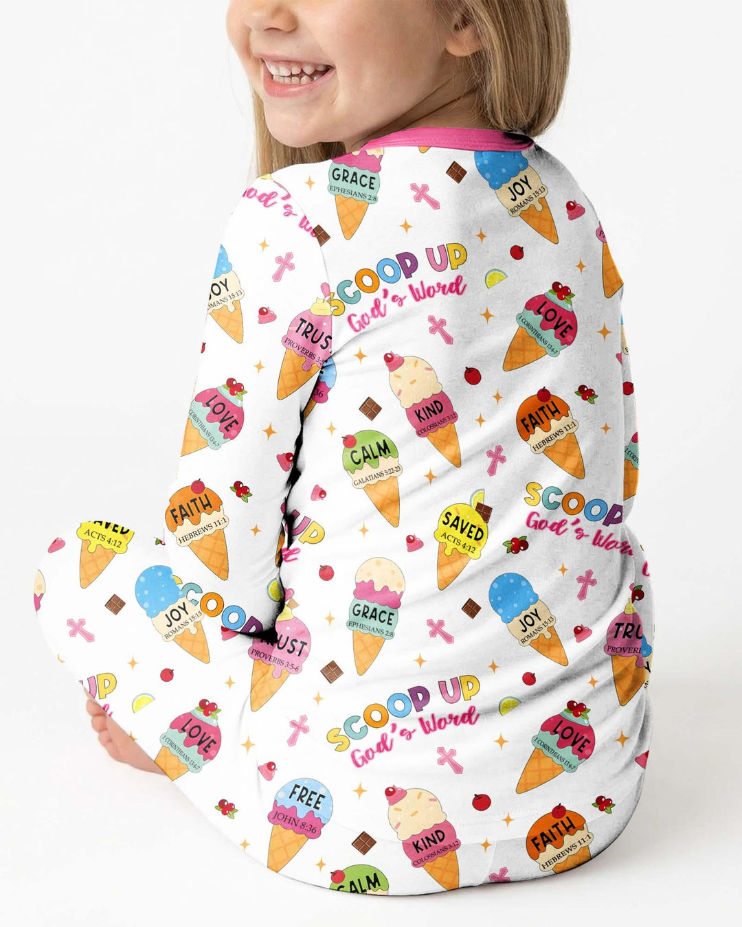 Ice Cream Summer Christian Bamboo Two Piece Long Sleeve Pajama Set