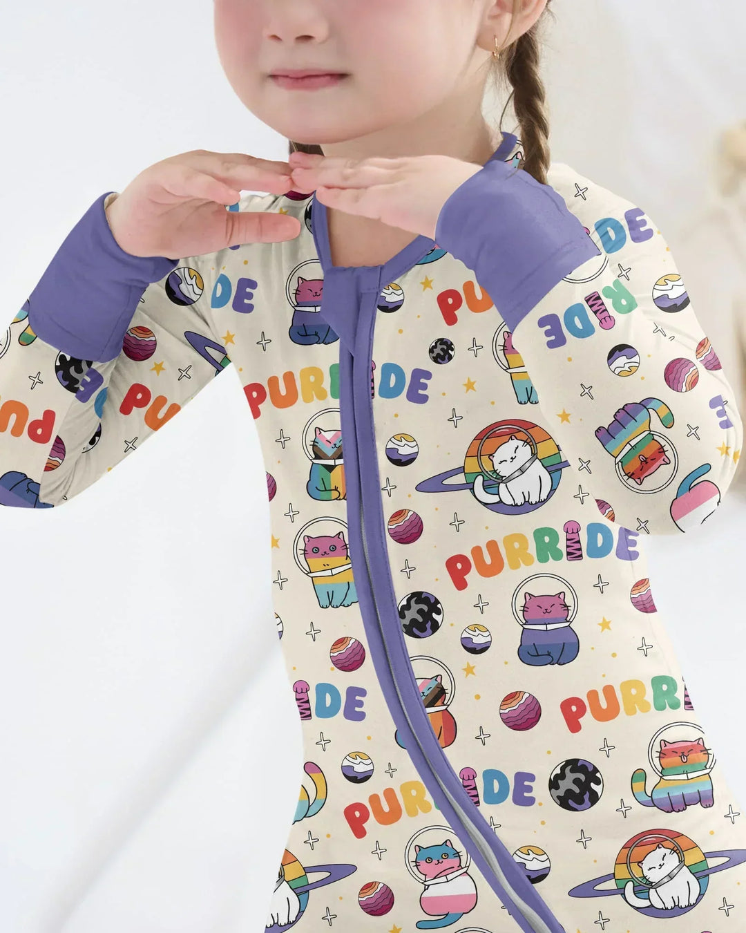 Rainbow Space Cats Family Matching Bamboo Convertible Zippy