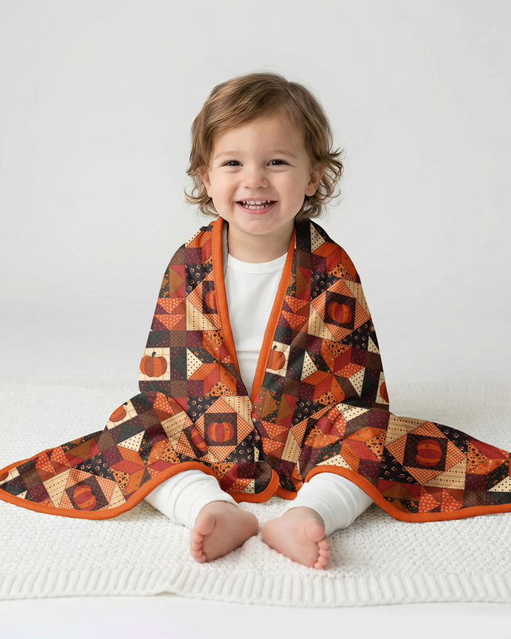 Vintage Pumpkin Patchwork Fall Bamboo Blanket
