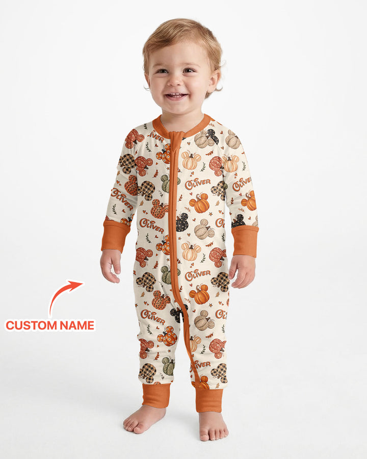 Custom Name Preppy Fall Mouse Bamboo Convertible Zippy