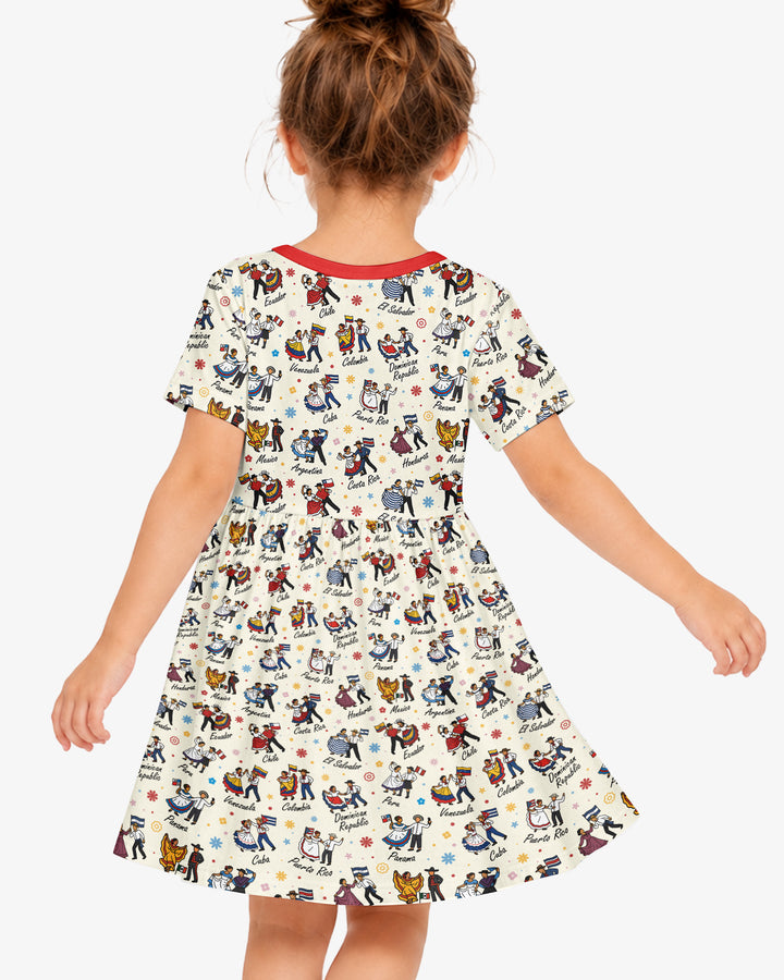 Hispanic Traditional Folkloric Dress Bamboo Twirl Dress