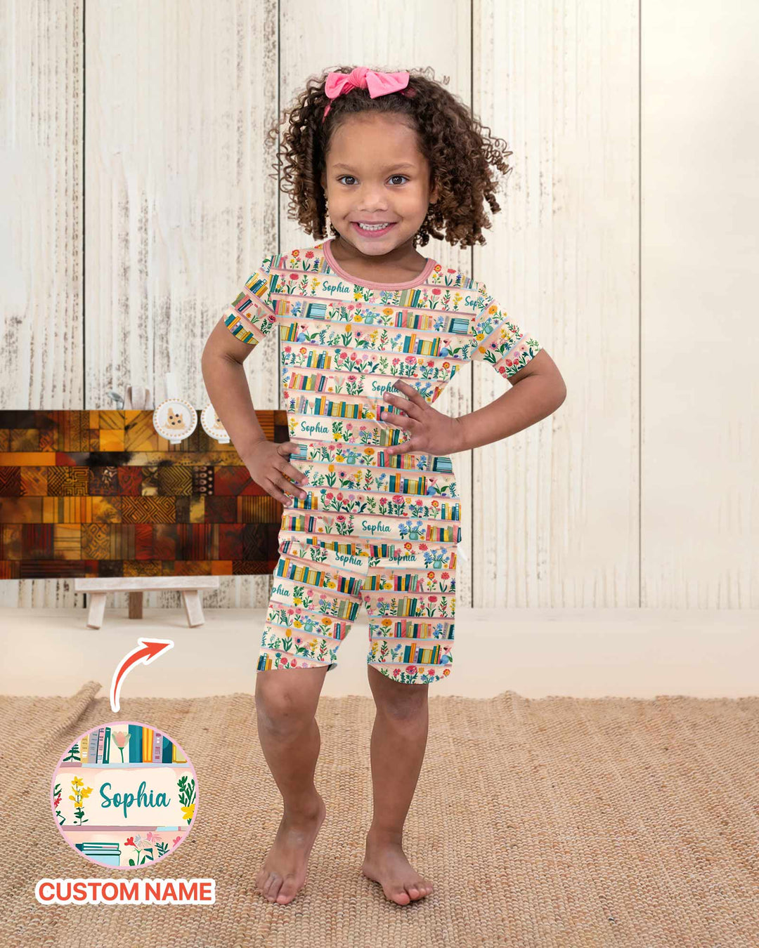 Personalized Book Lover Bamboo Two Piece Short Sleeve Shorts Pajama Set