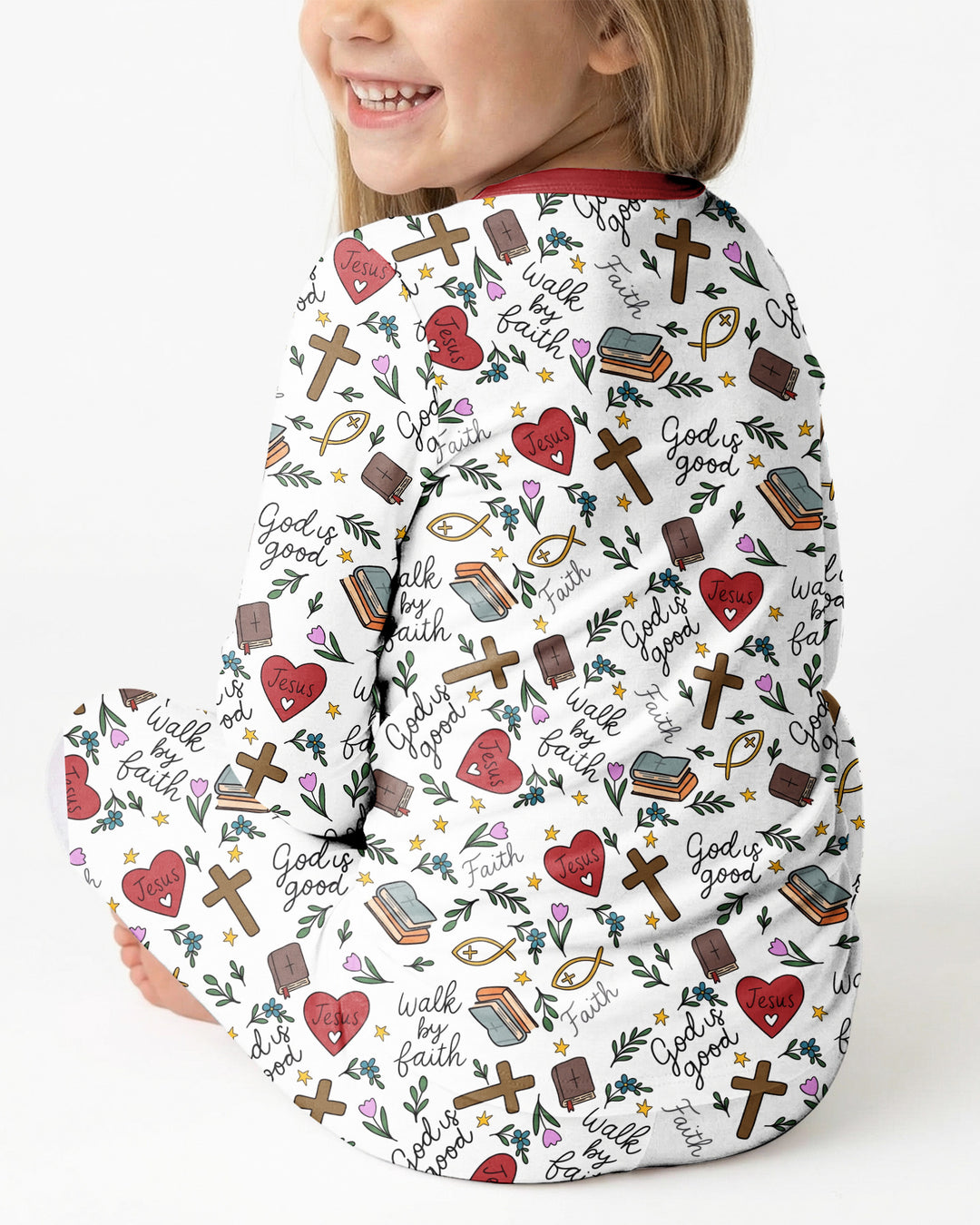 Love Jesus God Is Good Bamboo Two Piece Long Sleeve Pajama Set