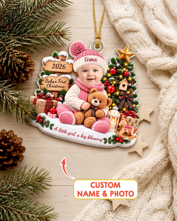 Baby’s First Christmas - Personalized Acrylic Ornament, First Christmas Keepsake, Newborn Baby Gift