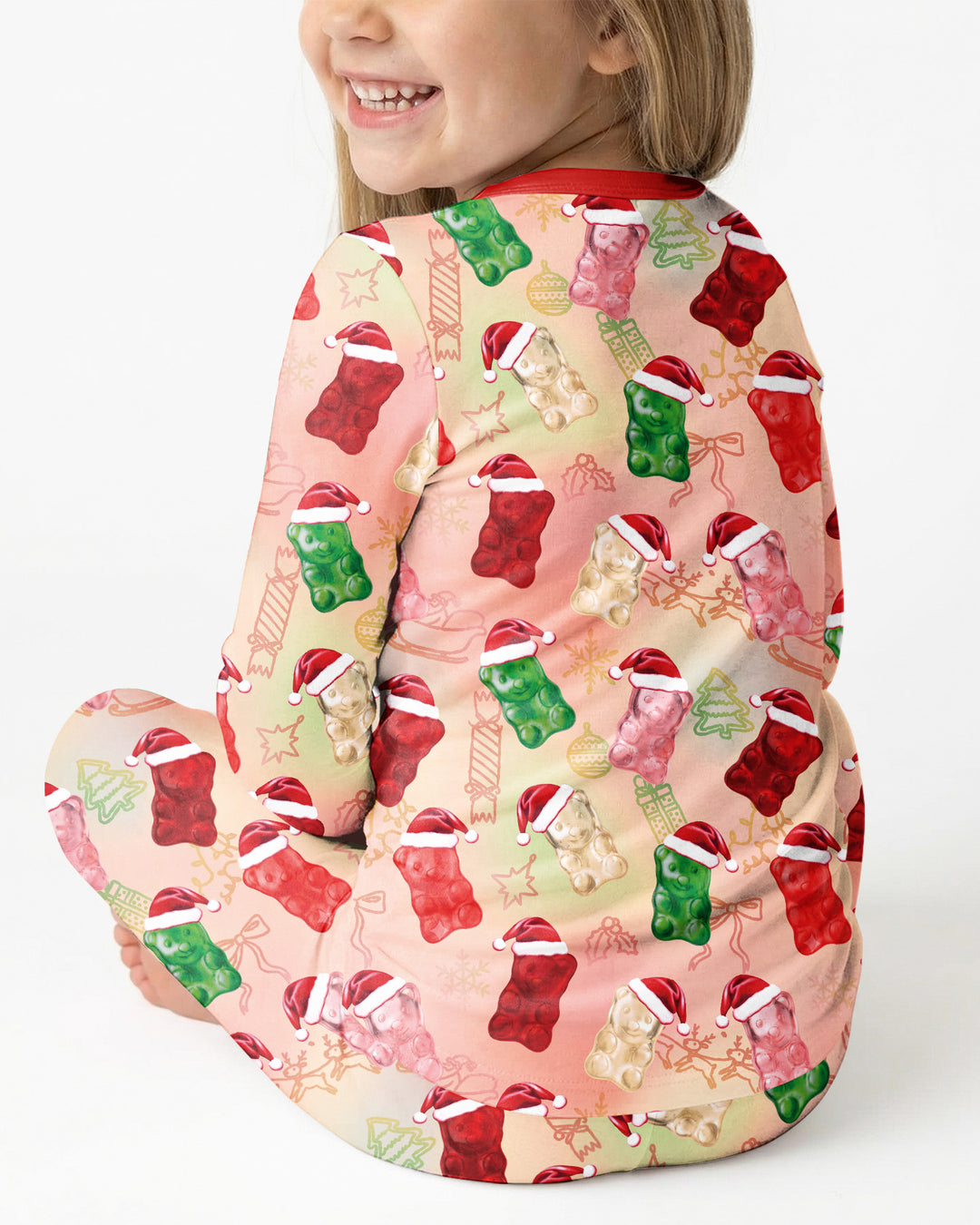 Gummy Bear Santa Christmas Bamboo Two Piece Long Sleeve Pajama Set
