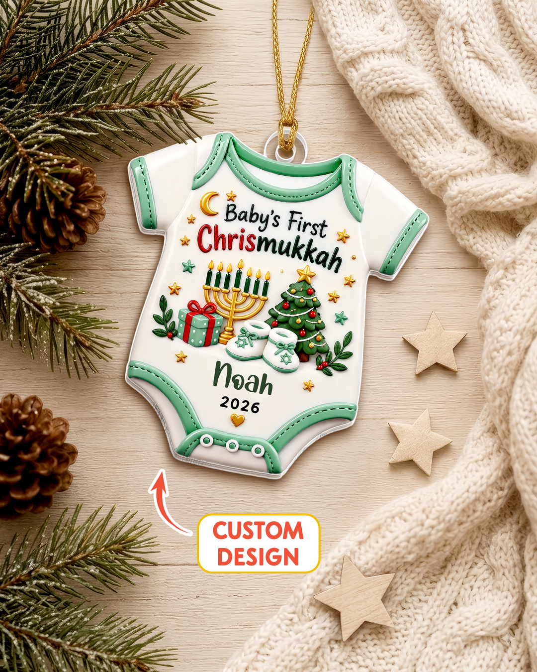 Baby’s First Chrismukkah - Personalized Acrylic Ornament