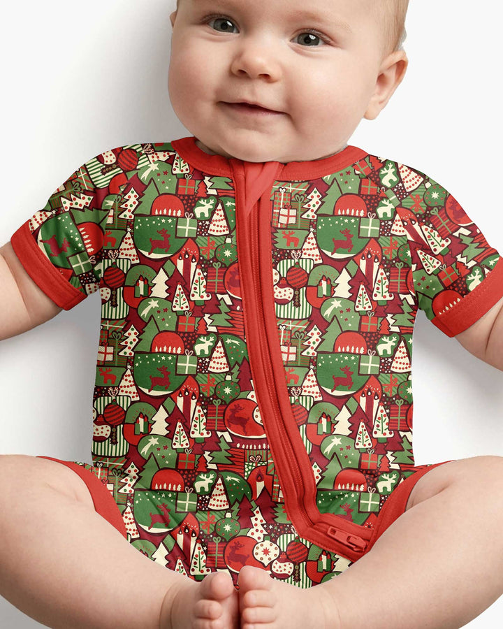 Christmas Time Mosaic Bamboo Shorty Zippy
