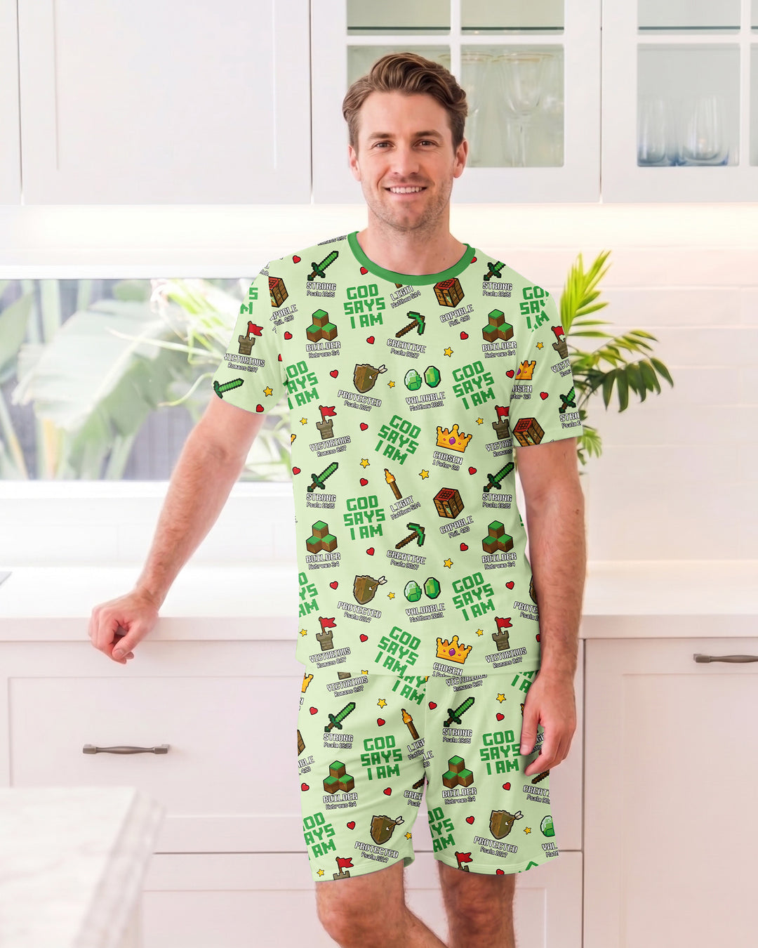 Christian Gamer Bamboo Men Short Sleeve Short Pajama Set