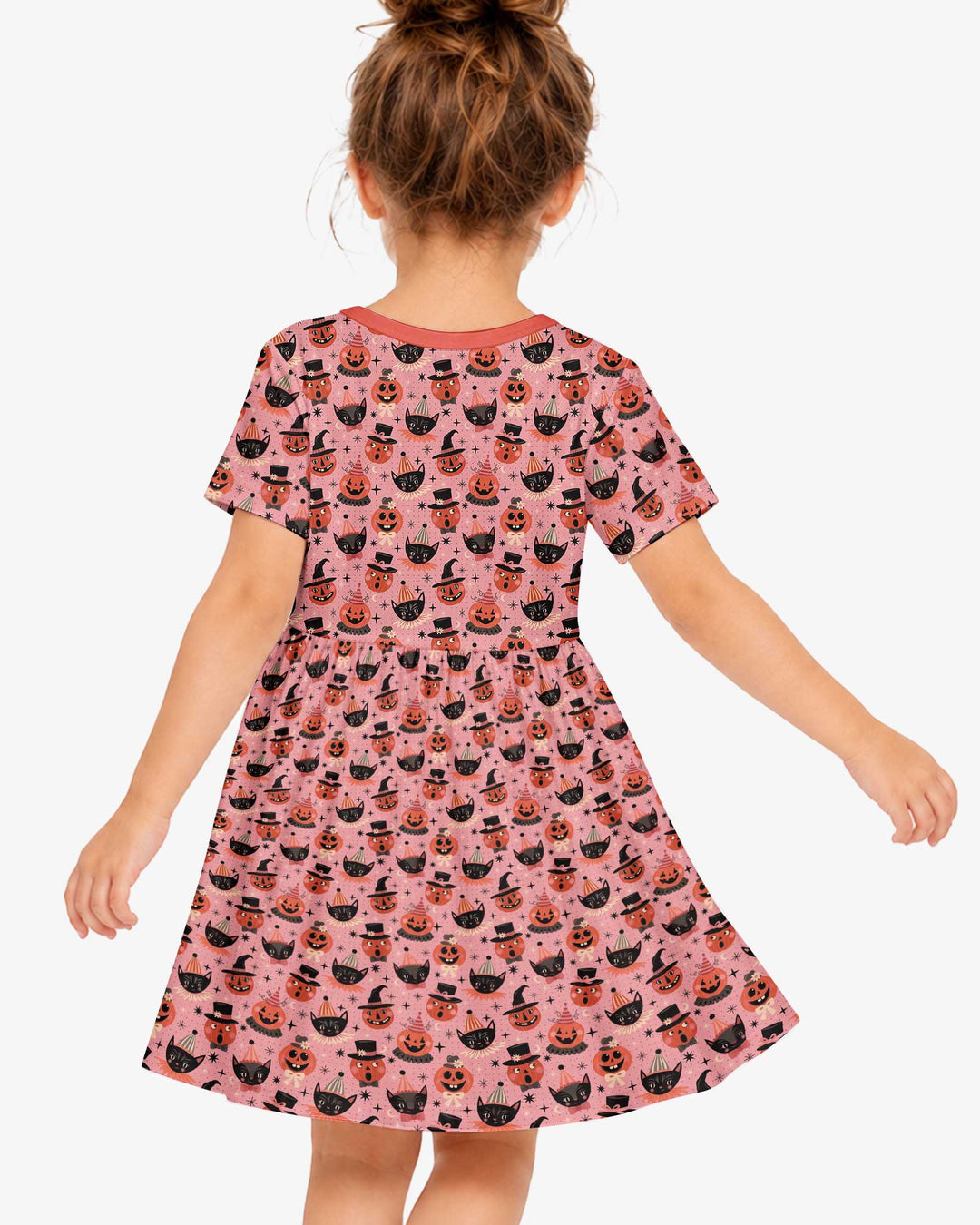 Retro Halloween Cats and Funny Pumpkins Bamboo Twirl Dress