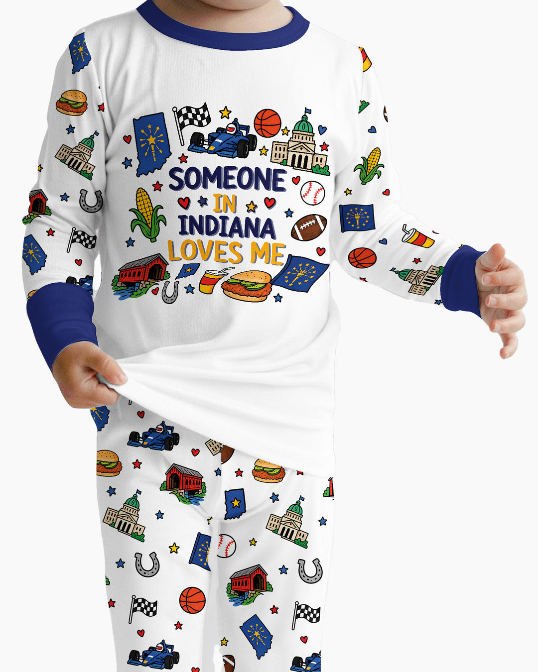 Someone in Indiana Loves Me Bamboo Two Piece Long Sleeve Pajama Set