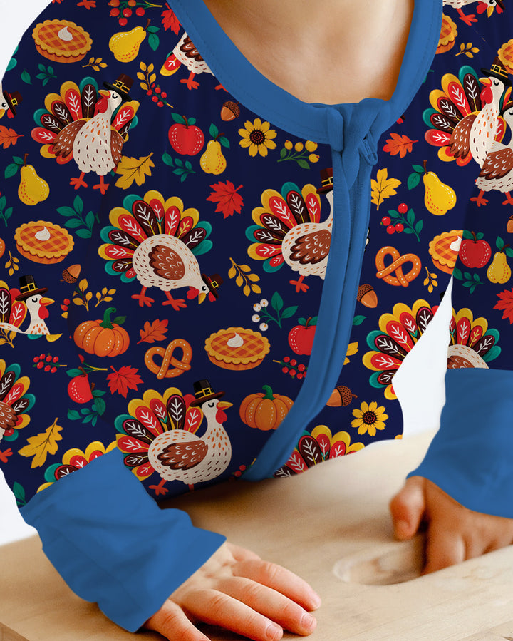 Festive Turkey Fall Harvest Bamboo Convertible Zippy