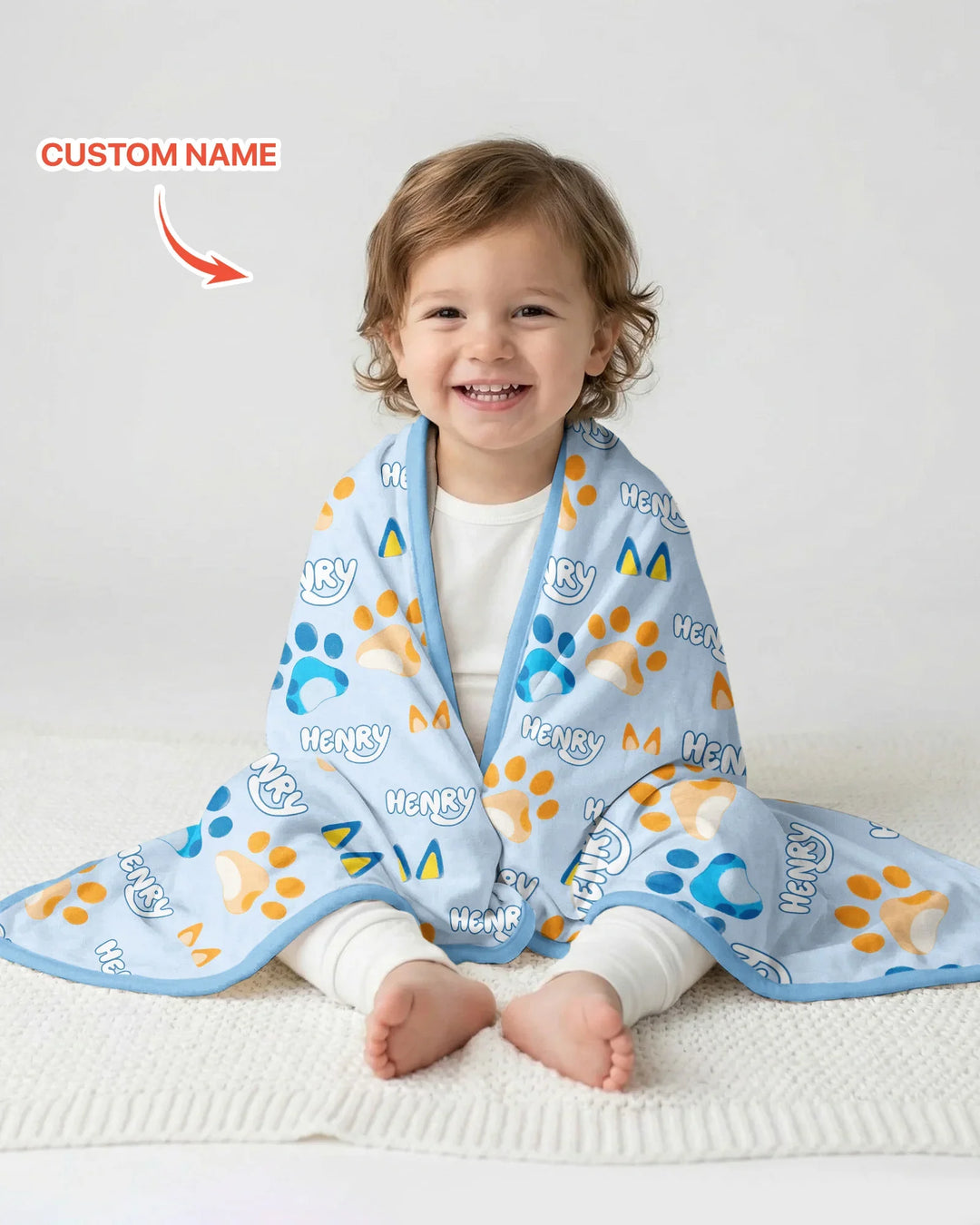 Custom Name Favourite Blue Dog Family Matching Bamboo Blanket