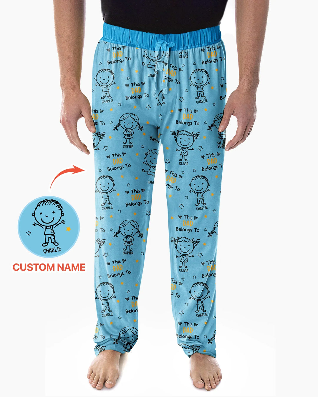 Custom Name This Dad Belongs To Doodle Bamboo Men's Pajama Set