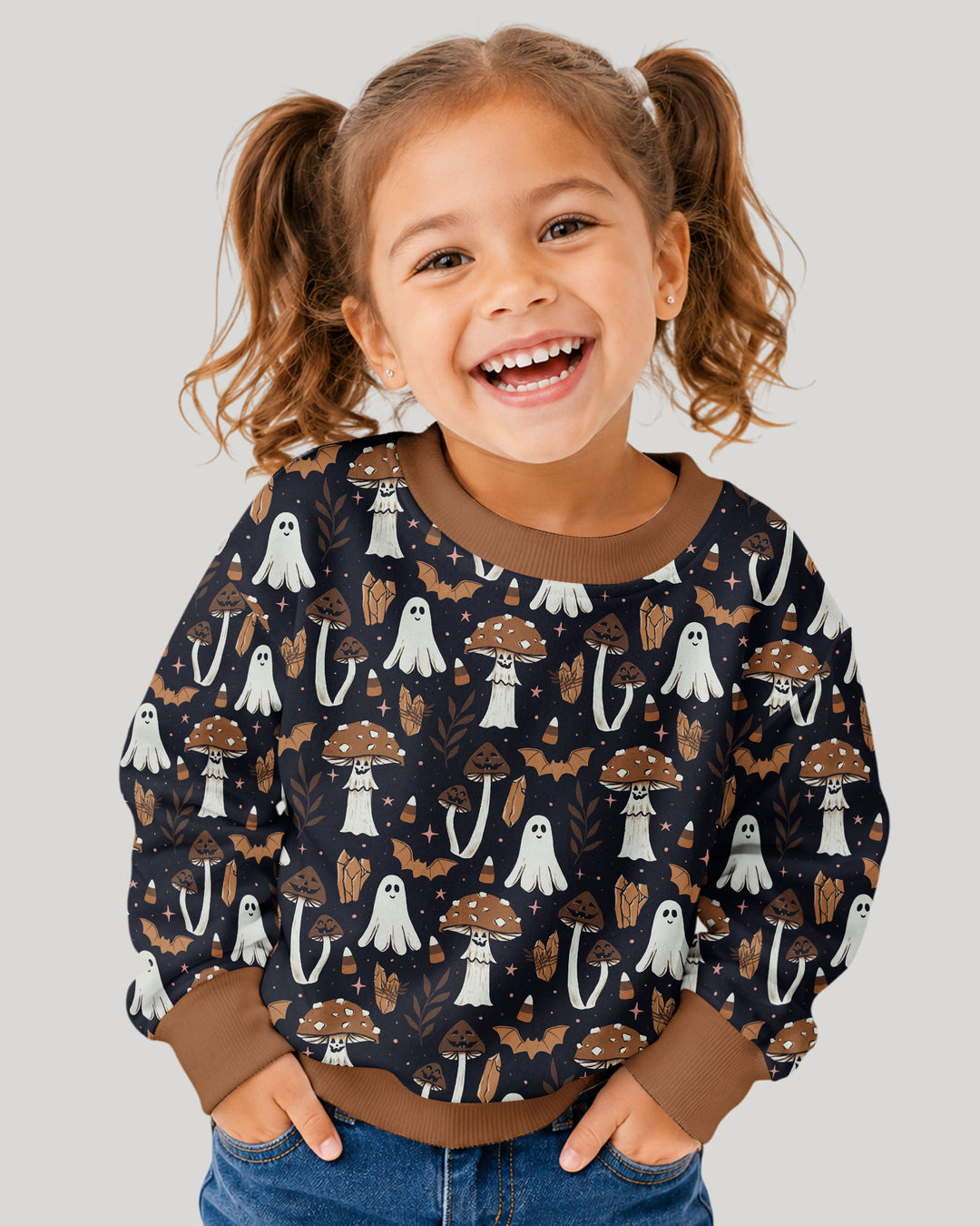 Retro Halloween Whimsy Bamboo Crewneck Sweatshirt