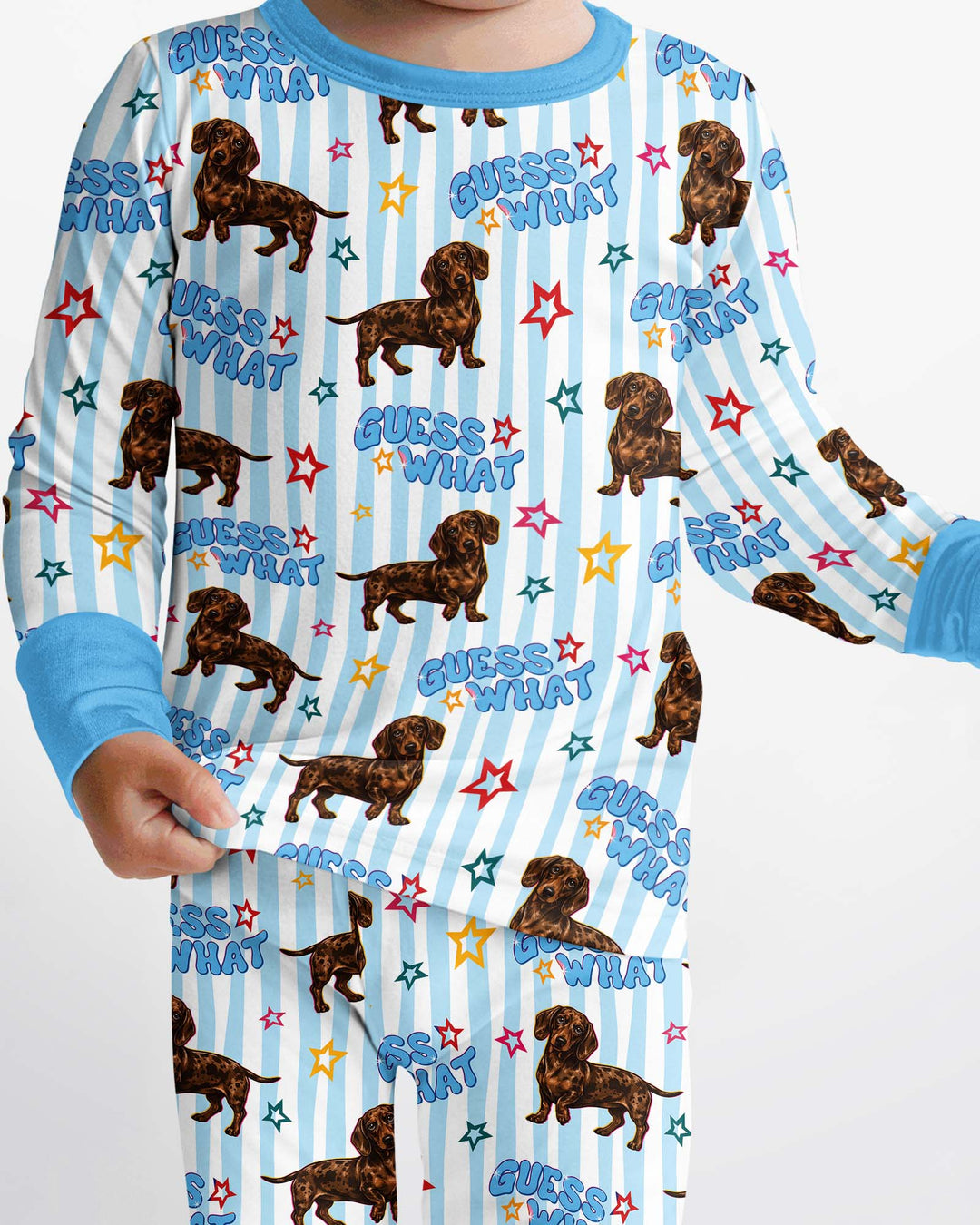 Guess What? Wiener Butt! Bamboo Two Piece Long Sleeve Pajama Set