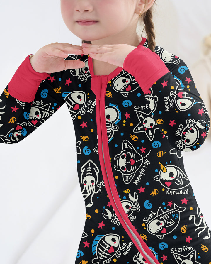 Kawaii Skeleton Ocean Animals Bamboo Convertible Zippy